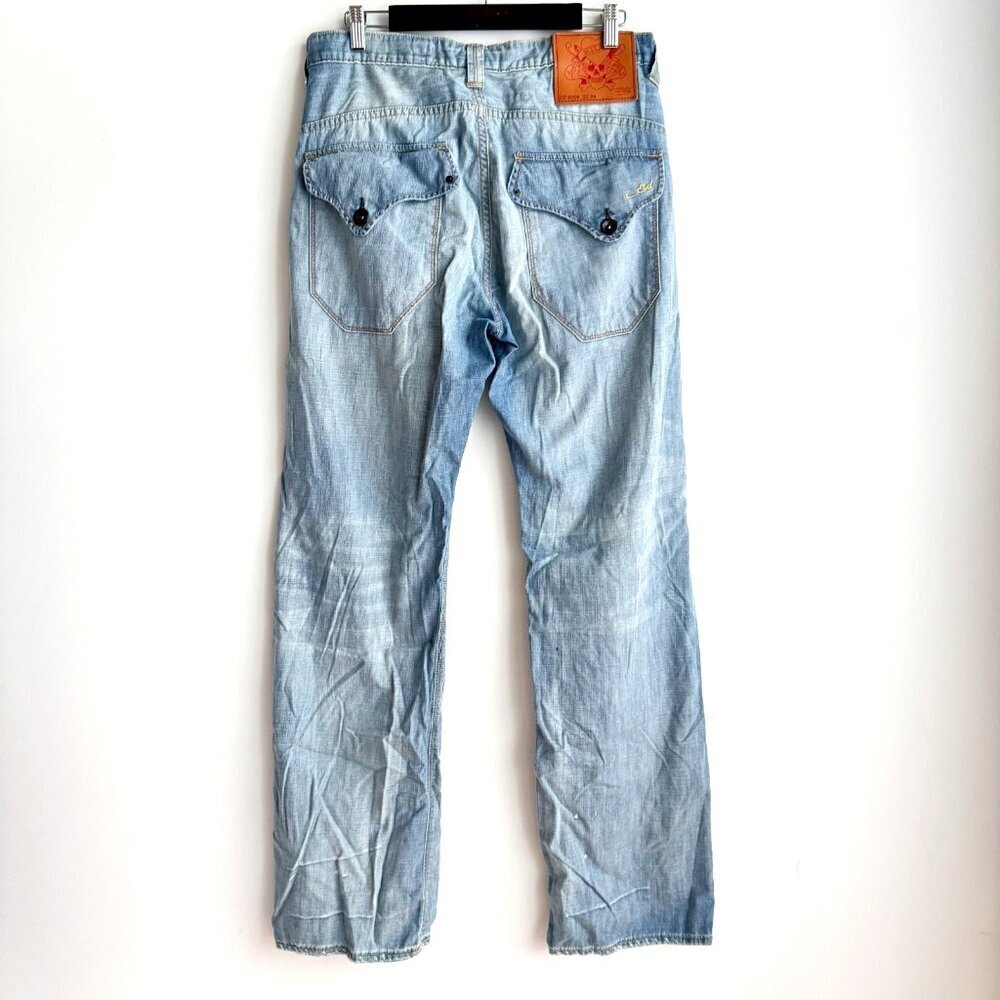 Vintage Ed Hardy Light Wash Relaxed fit 100% Cotton Lightweight Jeans 34x34